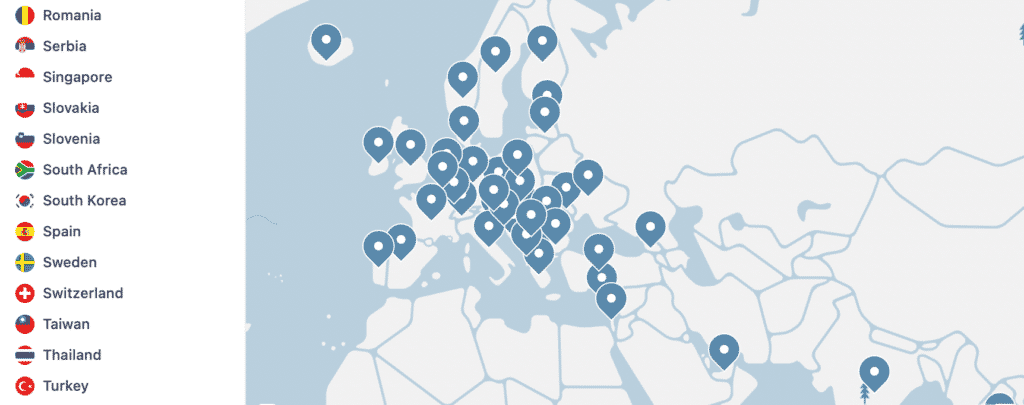 NordVPN server map