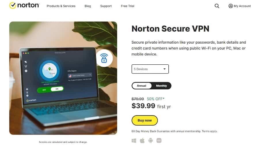 Norton VPN review - Homepage
