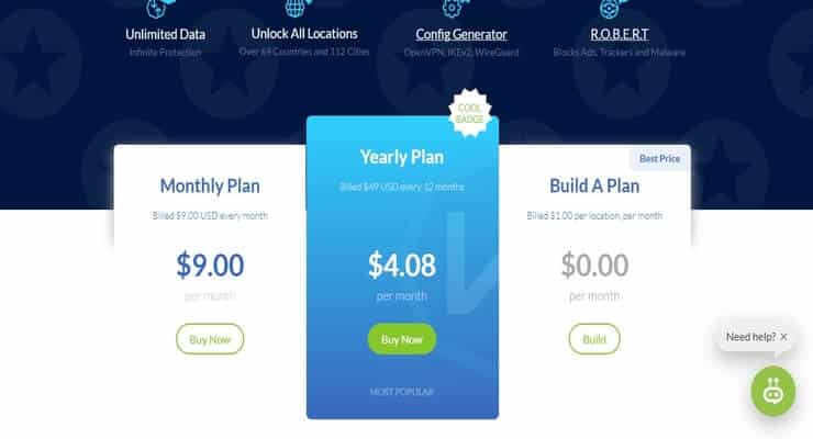 Plan pricing during Windscribe VPN review