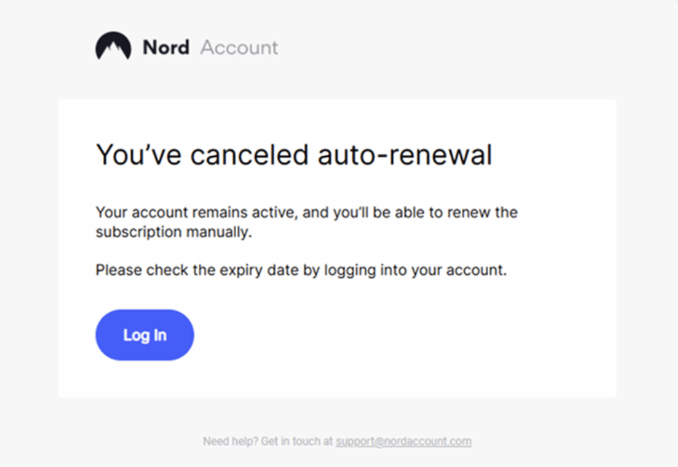 Nordvpn cancellation confirmation